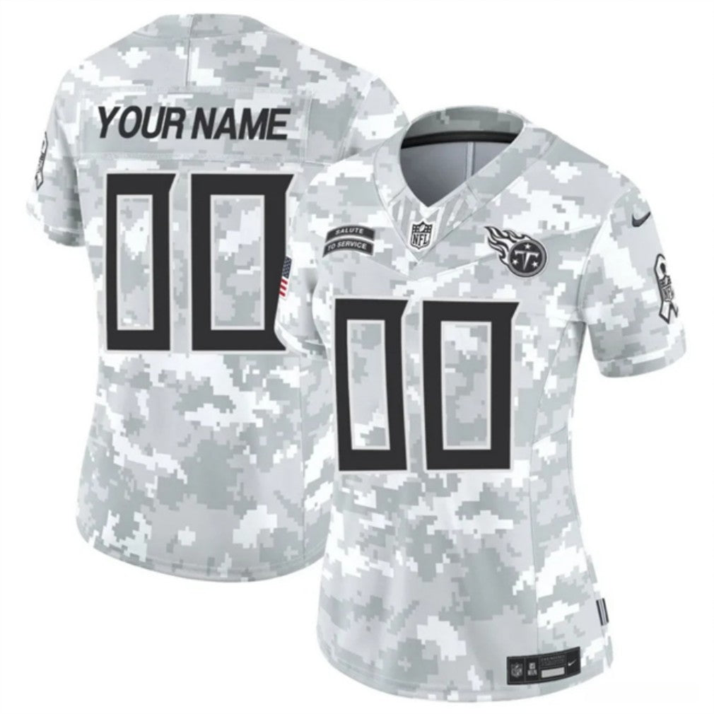 Women Tennessee Titans Active Player Custom 2024 FUSE Arctic Camo Salute To Service Limited Football Stitched Jersey