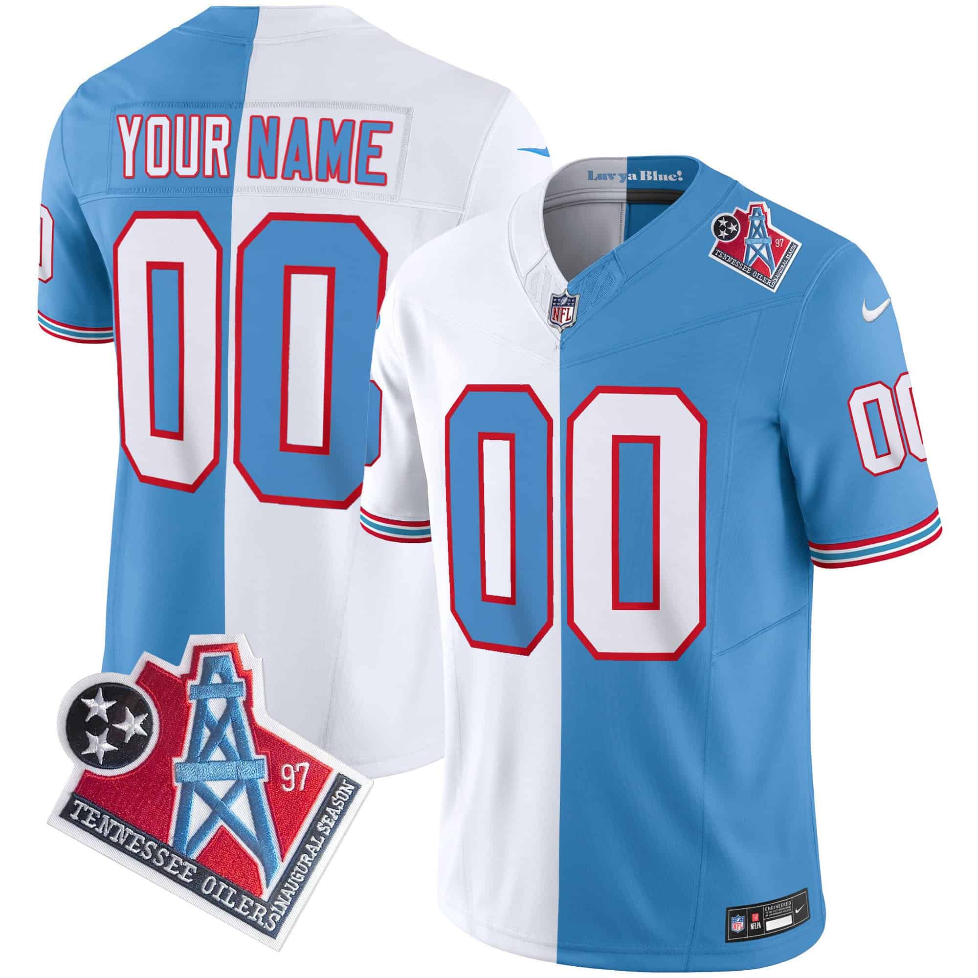 Titans 1997 Throwback Limited Vapor Custom Jersey – All Stitched – Men – Split