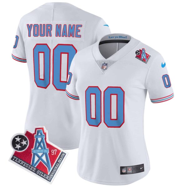 Titans 1997 Throwback Limited Vapor Custom Jersey – All Stitched – Women – White