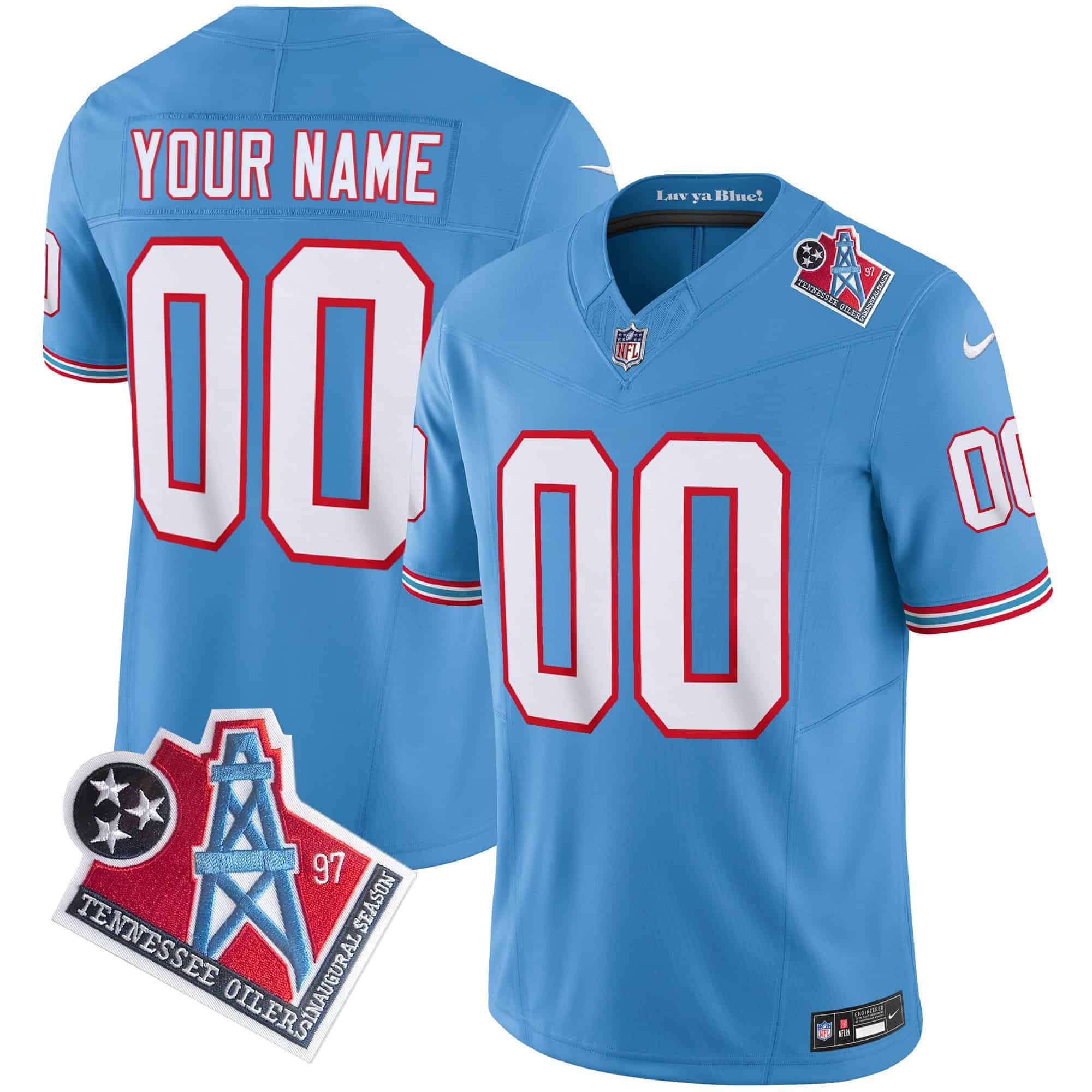Titans 1997 Throwback Limited Vapor Custom Jersey – All Stitched – Youth – Light Blue