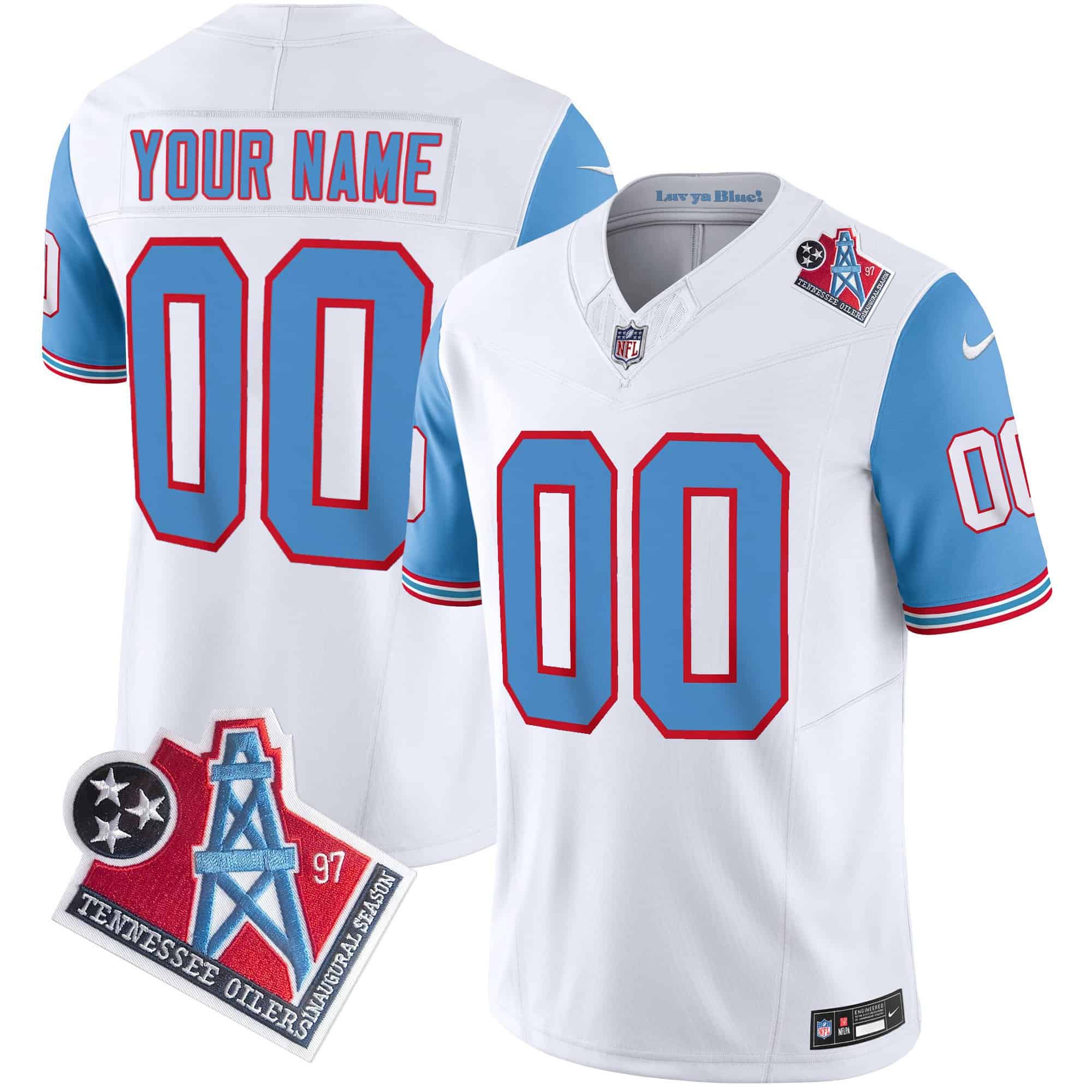 Titans 1997 Throwback Limited Vapor Custom Jersey – All Stitched – Men – Blue Sleeves