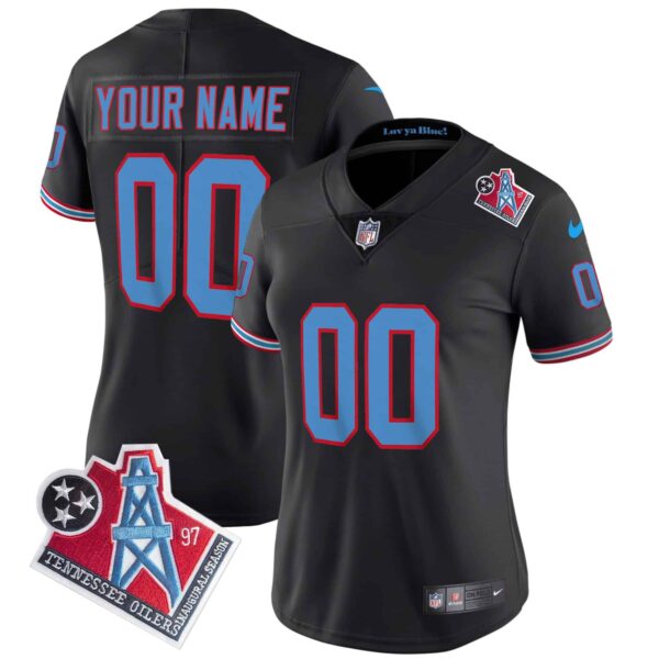 Titans 1997 Throwback Limited Vapor Custom Jersey – All Stitched – Women – Black