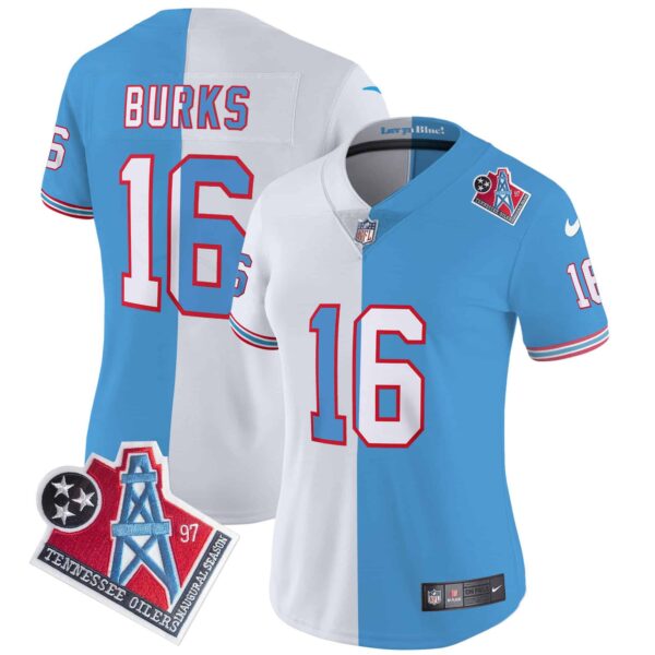 Women’s Titans 1997 Throwback Limited Vapor Jersey – All Stitched – Split – Treylon Burks