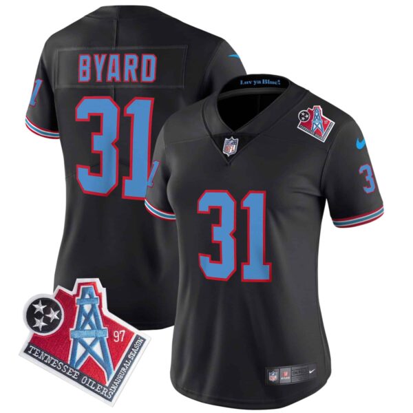 Women’s Titans 1997 Throwback Limited Vapor Jersey – All Stitched – Black – Kevin Byard