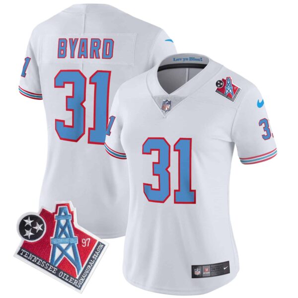 Women’s Titans 1997 Throwback Limited Vapor Jersey – All Stitched – White – Kevin Byard