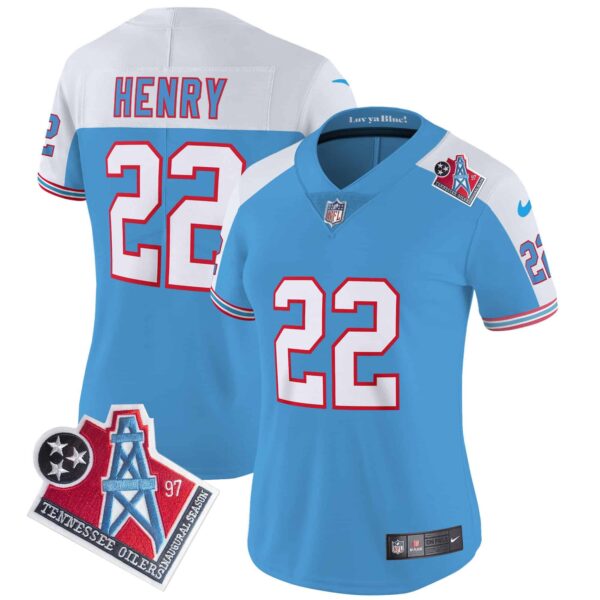 Women’s Titans 1997 Throwback Limited Vapor Jersey – All Stitched – Alternate – Derrick Henry