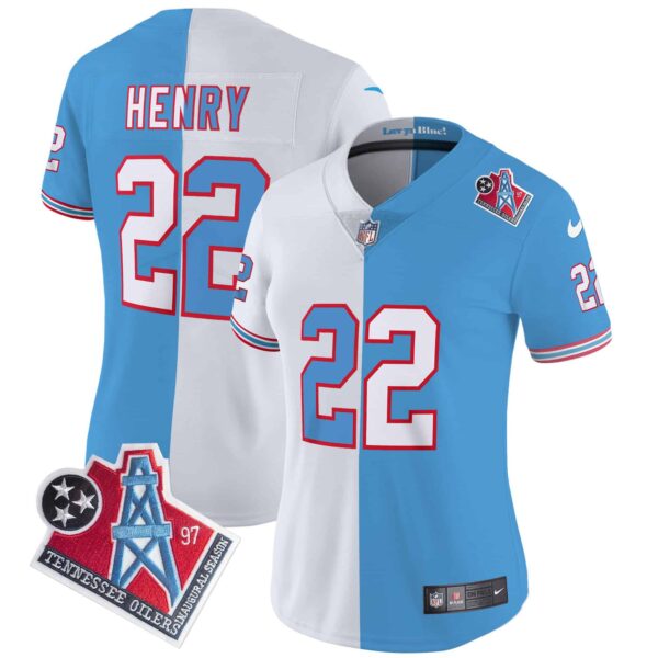 Women’s Titans 1997 Throwback Limited Vapor Jersey – All Stitched – Split – Derrick Henry