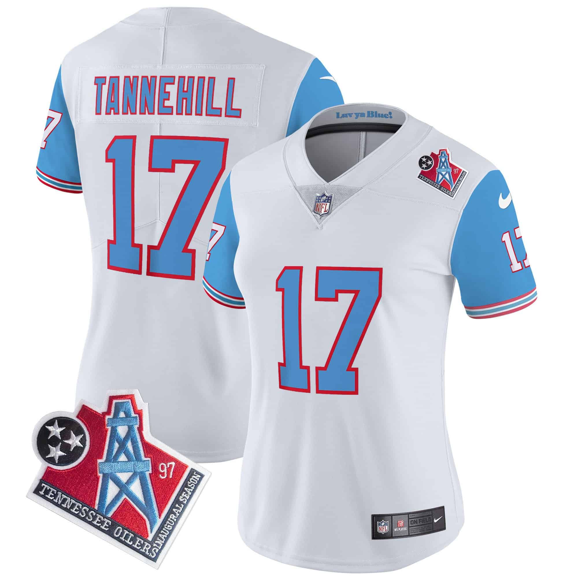 Women’s Titans 1997 Throwback Limited Vapor Jersey – All Stitched – Blue Sleeves – Ryan Tannehill