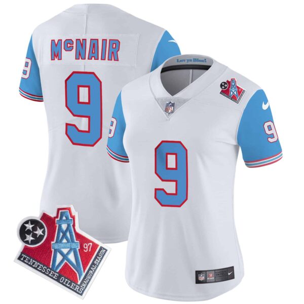 Women’s Titans 1997 Throwback Limited Vapor Jersey – All Stitched – Blue Sleeves – Steve Mcnair