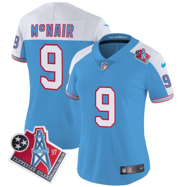 Women’s Titans 1997 Throwback Limited Vapor Jersey – All Stitched – Alternate – Steve Mcnair