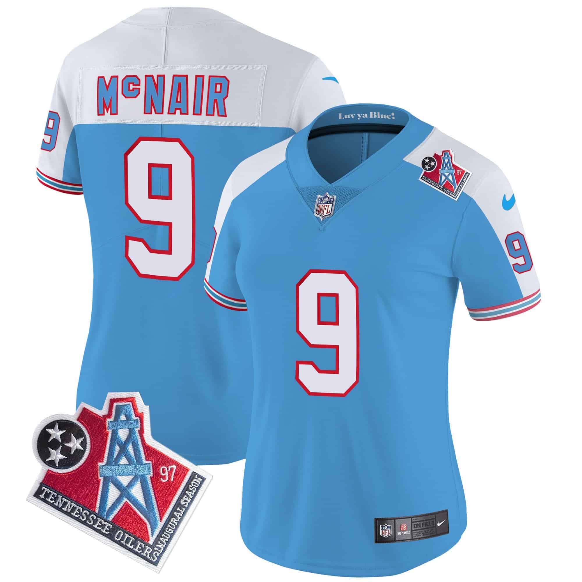 Women’s Titans 1997 Throwback Limited Vapor Jersey – All Stitched – Alternate – Steve Mcnair