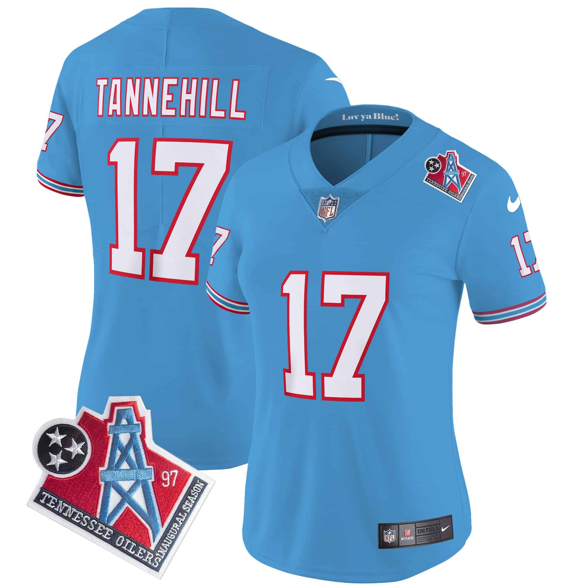 Women’s Titans 1997 Throwback Limited Vapor Jersey – All Stitched – Light Blue – Ryan Tannehill