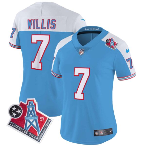 Women’s Titans 1997 Throwback Limited Vapor Jersey – All Stitched – Alternate – Malik Willis