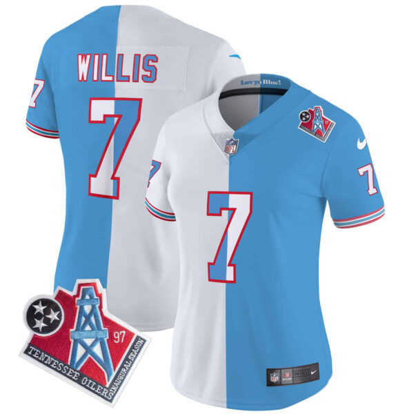 Women’s Titans 1997 Throwback Limited Vapor Jersey – All Stitched – Split – Malik Willis