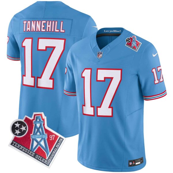 Men’s Titans 1997 Throwback Limited Vapor Jersey – All Stitched – Light Blue – Ryan Tannehill