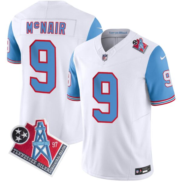 Men’s Titans 1997 Throwback Limited Vapor Jersey – All Stitched – Blue Sleeves – Steve Mcnair