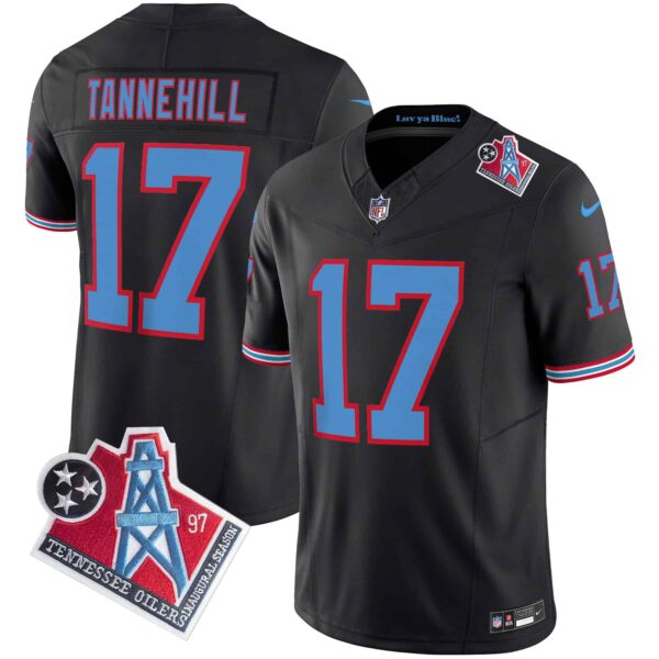 Men’s Titans 1997 Throwback Limited Vapor Jersey – All Stitched – Black – Ryan Tannehill