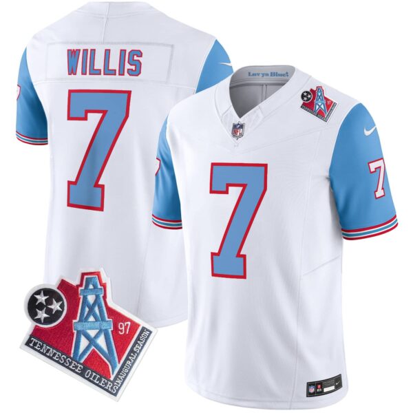 Men’s Titans 1997 Throwback Limited Vapor Jersey – All Stitched – Blue Sleeves – Malik Willis