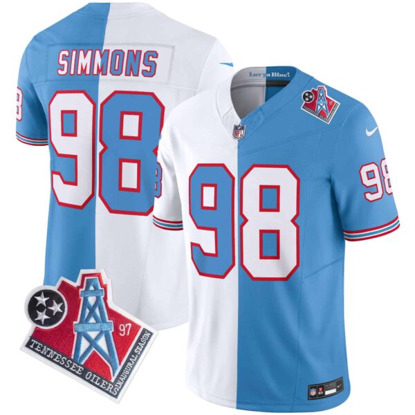 Men’s Titans 1997 Throwback Limited Vapor Jersey – All Stitched – Split – Jeffery Simmons