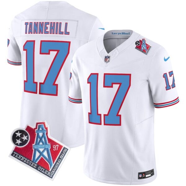 Men’s Titans 1997 Throwback Limited Vapor Jersey – All Stitched – White – Ryan Tannehill