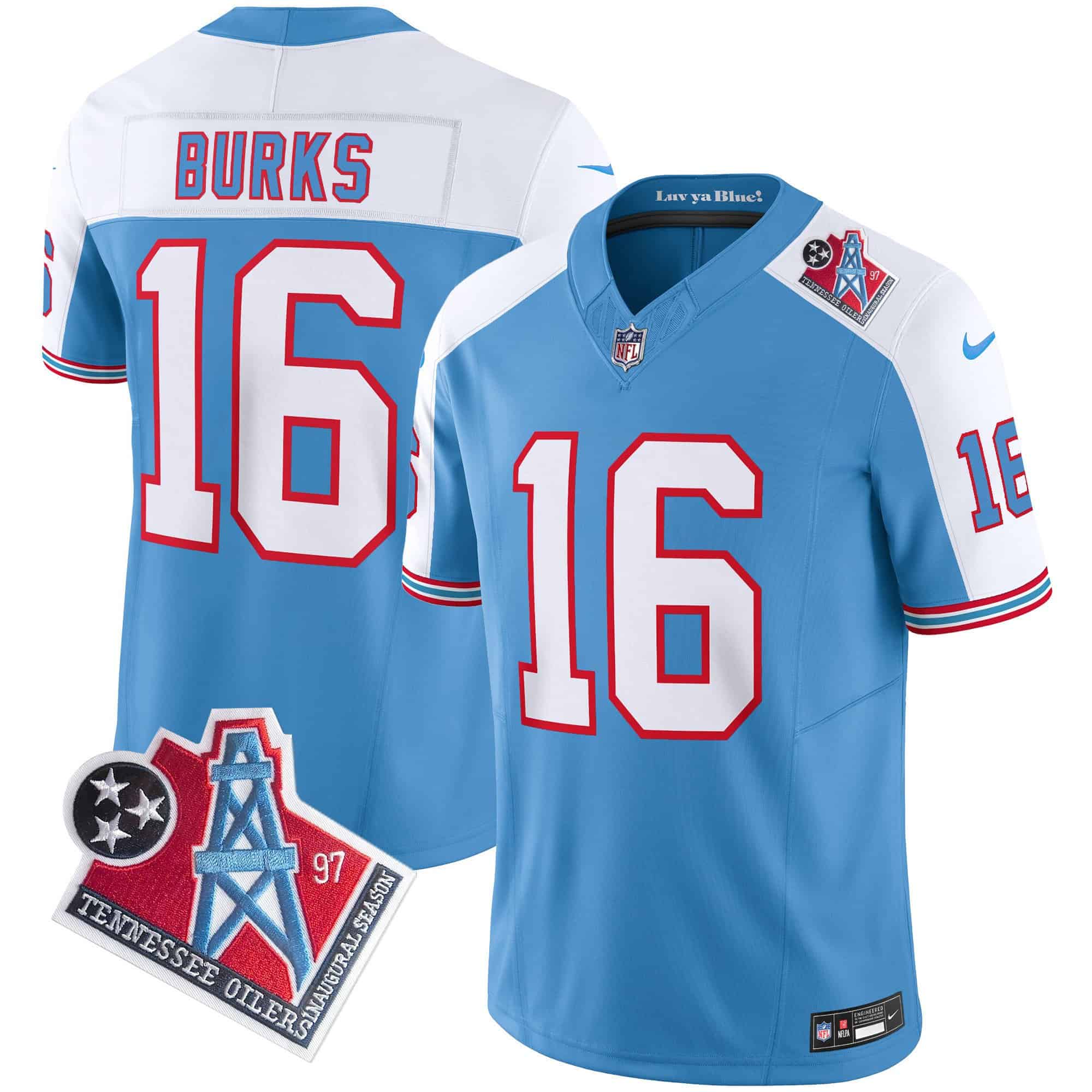 Men’s Titans 1997 Throwback Limited Vapor Jersey – All Stitched – Alternate – Treylon Burks