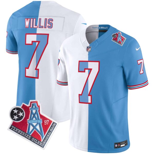Men’s Titans 1997 Throwback Limited Vapor Jersey – All Stitched – Split – Malik Willis