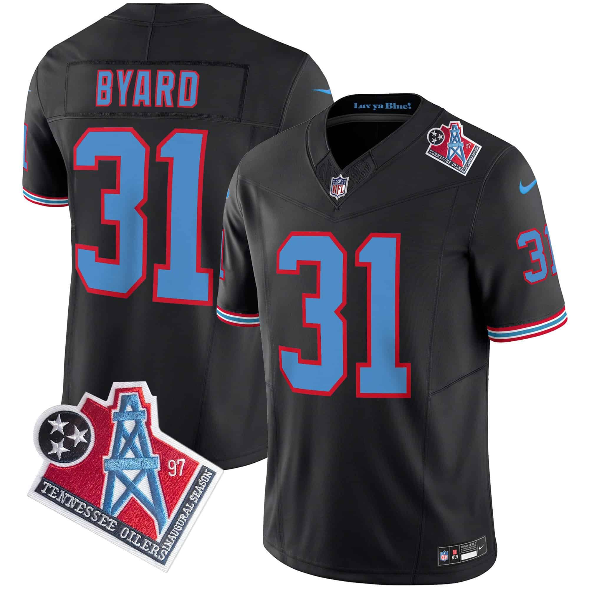 Men’s Titans 1997 Throwback Limited Vapor Jersey – All Stitched – Black – Kevin Byard