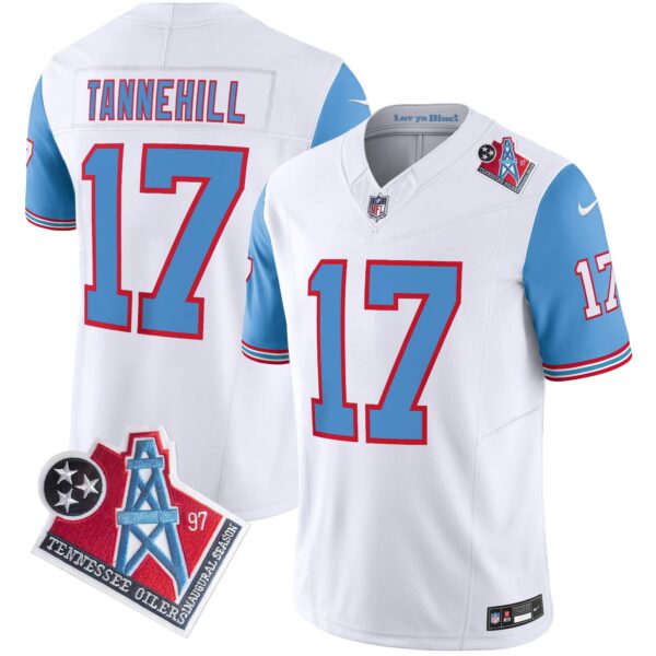 Men’s Titans 1997 Throwback Limited Vapor Jersey – All Stitched – Blue Sleeves – Ryan Tannehill