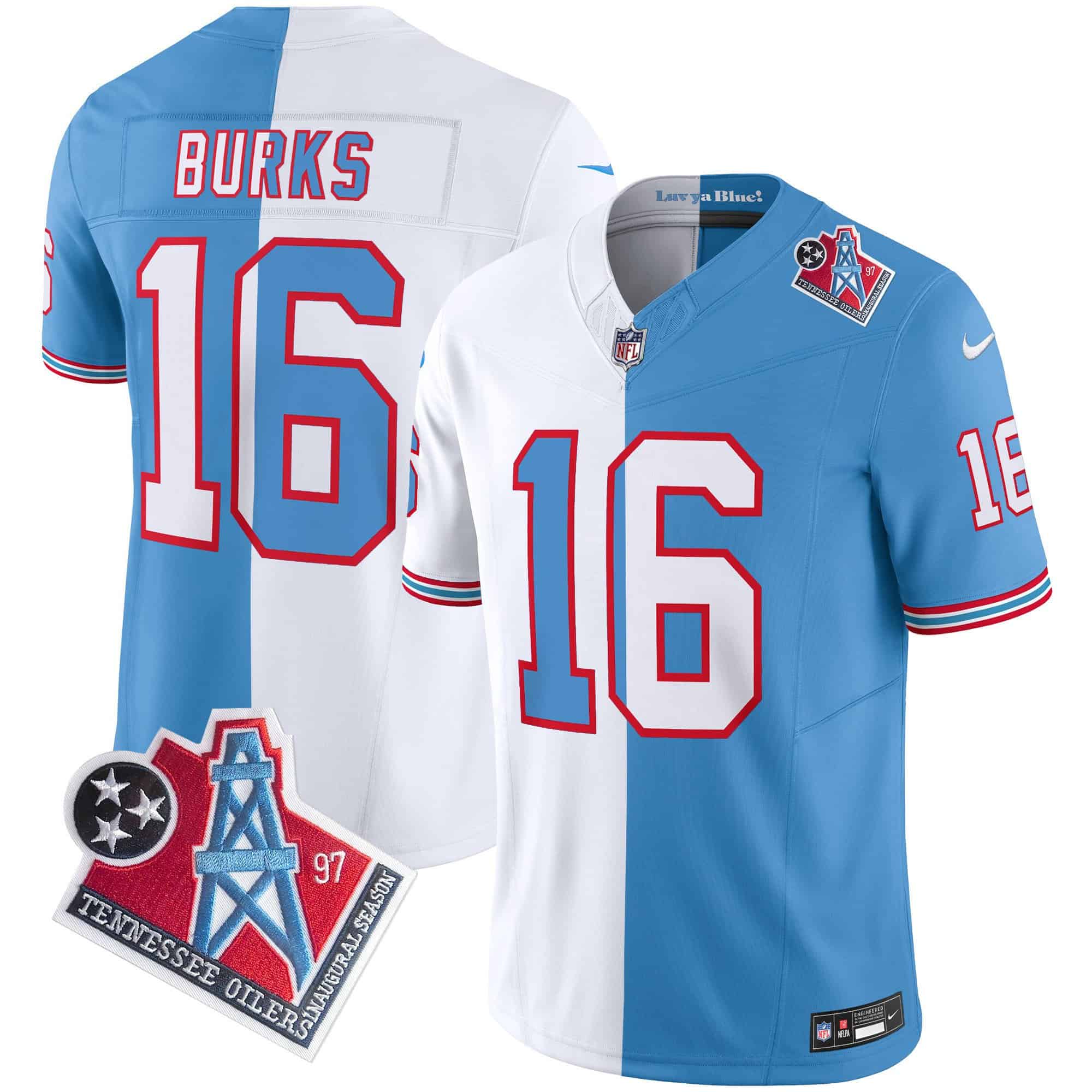 Men’s Titans 1997 Throwback Limited Vapor Jersey – All Stitched – Split – Treylon Burks