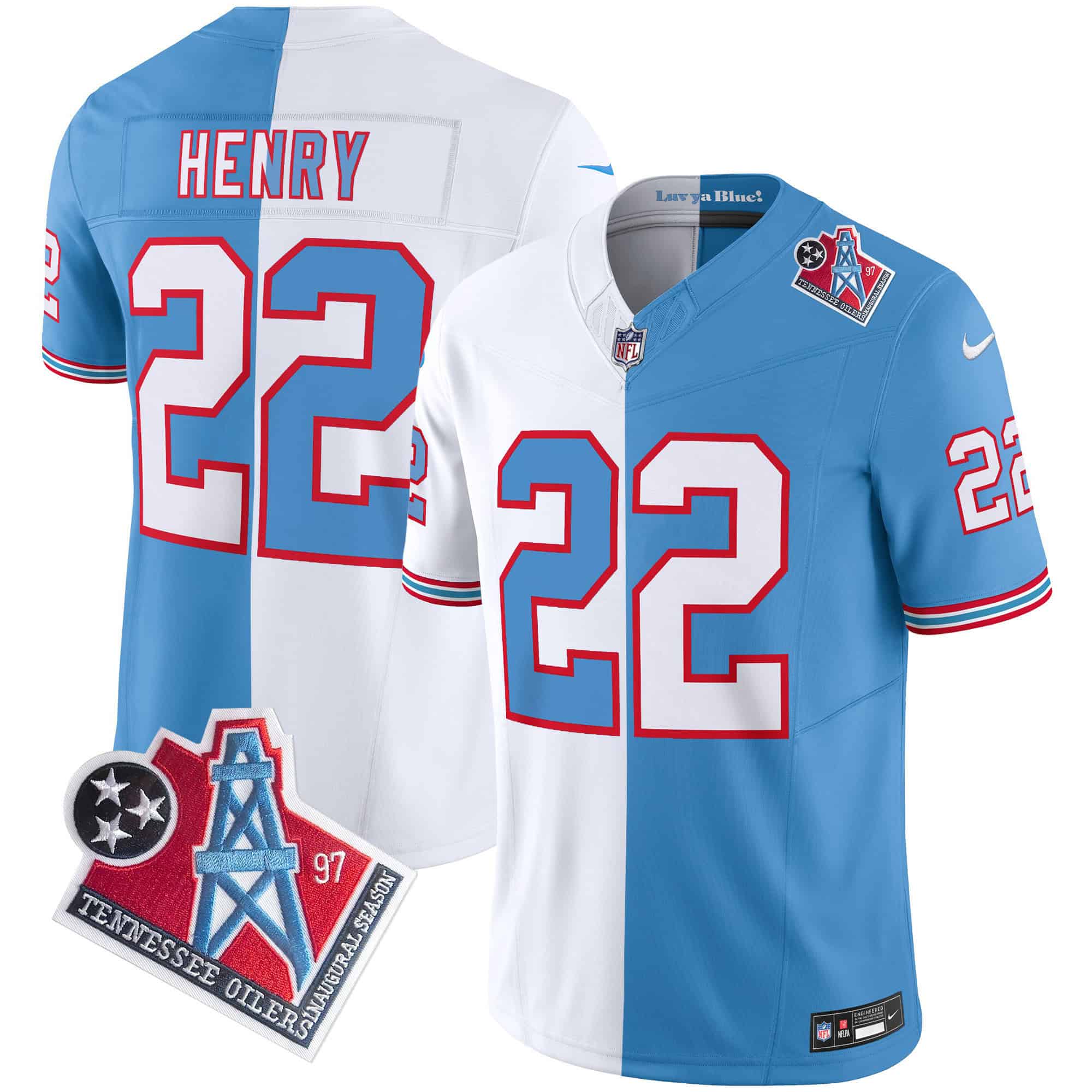 Men’s Titans 1997 Throwback Limited Vapor Jersey – All Stitched – Split – Derrick Henry