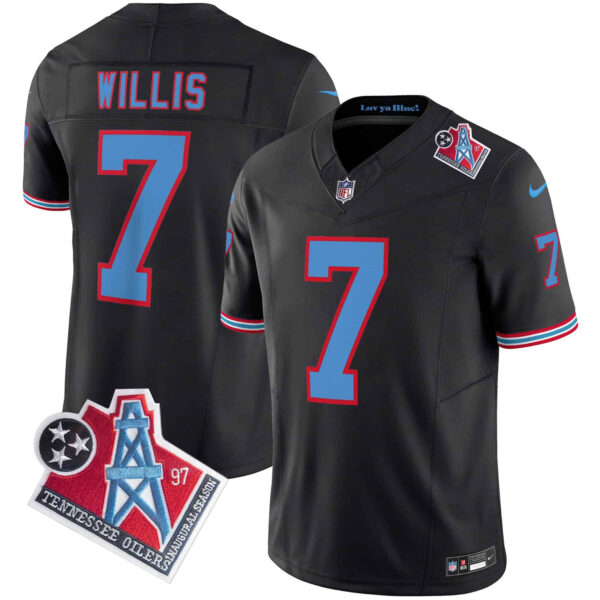 Men’s Titans 1997 Throwback Limited Vapor Jersey – All Stitched – Black – Malik Willis