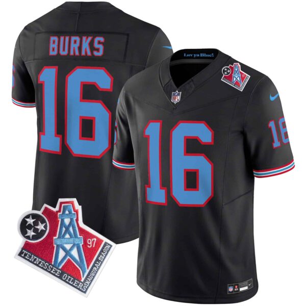 Men’s Titans 1997 Throwback Limited Vapor Jersey – All Stitched – Black – Treylon Burks