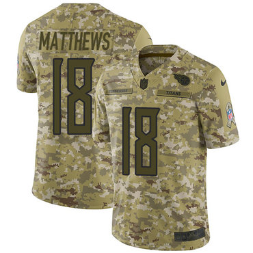 Nike Titans #18 Rishard Matthews Camo Men’s Stitched NFL Limited 2018 Salute To Service Jersey