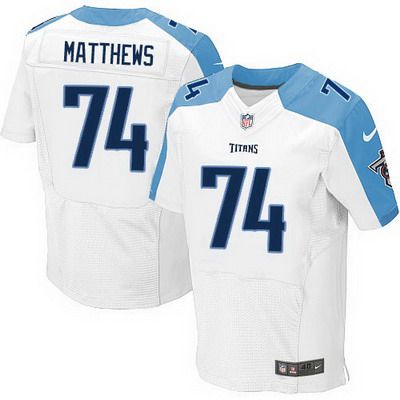 Men’s Tennessee Titans #74 Bruce Matthews Nike White Elite Jersey