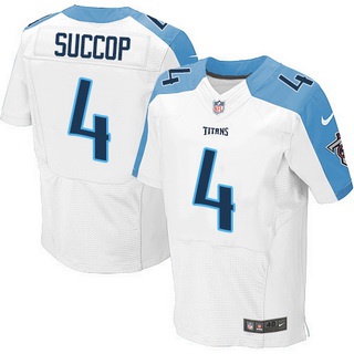 Men’s Tennessee Titans #4 Ryan Succop White Road NFL Nike Elite Jersey