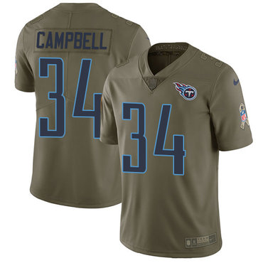 Nike Tennessee Titans #34 Earl Campbell Olive Men’s Stitched NFL Limited 2017 Salute to Service Jersey
