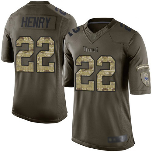 Titans #22 Derrick Henry Green Men’s Stitched Football Limited 2015 Salute To Service Jersey