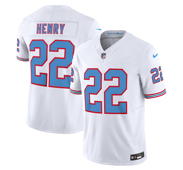 Men’s Tennessee Titans #22 Derrick Henry White 2023 F.U.S.E. Vapor Limited Throwback Football Stitched Jersey