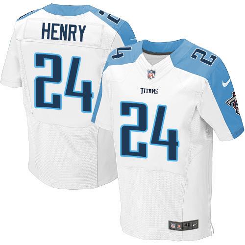 Nike Titans #24 Derrick Henry White Men’s Stitched NFL Elite Jersey