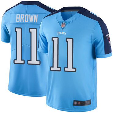Titans #11 A.J. Brown Light Blue Men’s Stitched Football Limited Rush Jersey