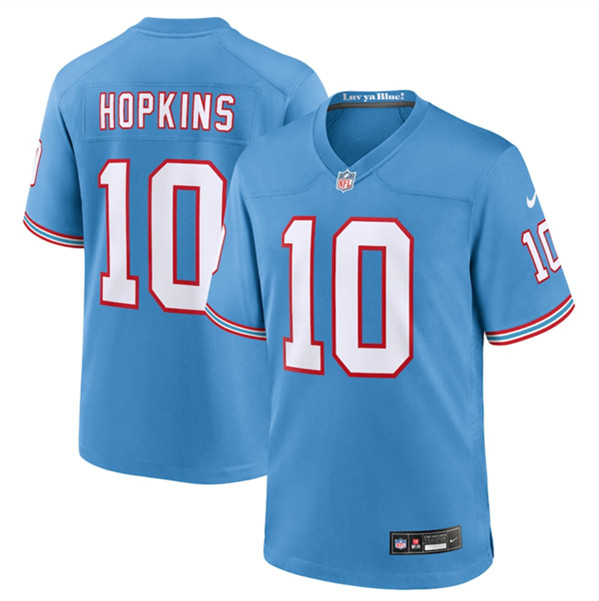 Men’s Tennessee Titans #10 DeAndre Hopkins Light Blue Throwback Player Stitched Game Jersey