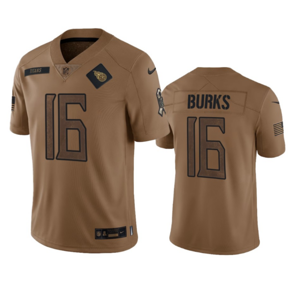 Men’s Tennessee Titans #16 Treylon Burks 2023 Brown Salute To Service Football Stitched Jersey