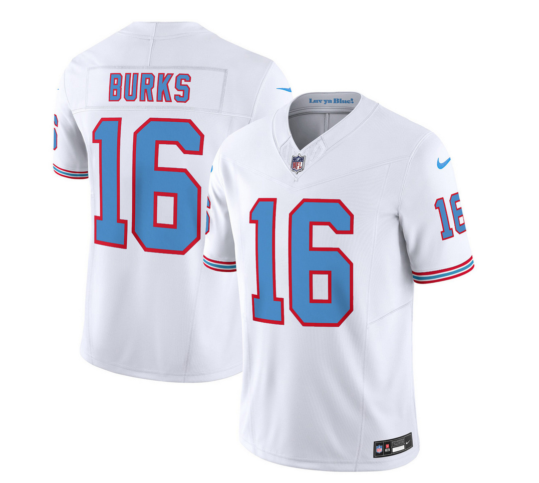 Men’s Tennessee Titans #16 Treylon Burks White 2023 F.U.S.E. Vapor Limited Throwback Football Stitched Jersey