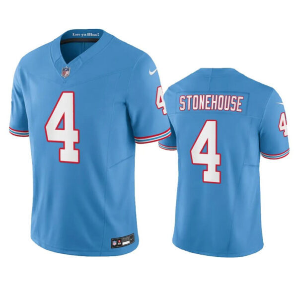 Men’s Tennessee Titans #4 Ryan Stonehouse Light Blue 2023 F.U.S.E. Vapor Limited Throwback Football Stitched Jersey
