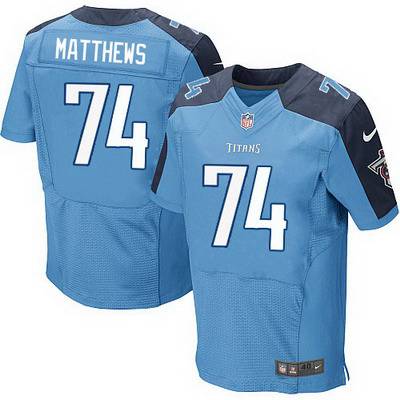 Men’s Tennessee Titans #74 Bruce Matthews Nike Light Blue Elite Jersey