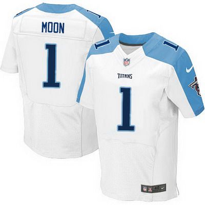 Men’s Tennessee Titans #1 Warren Moon Nike White Elite Jersey