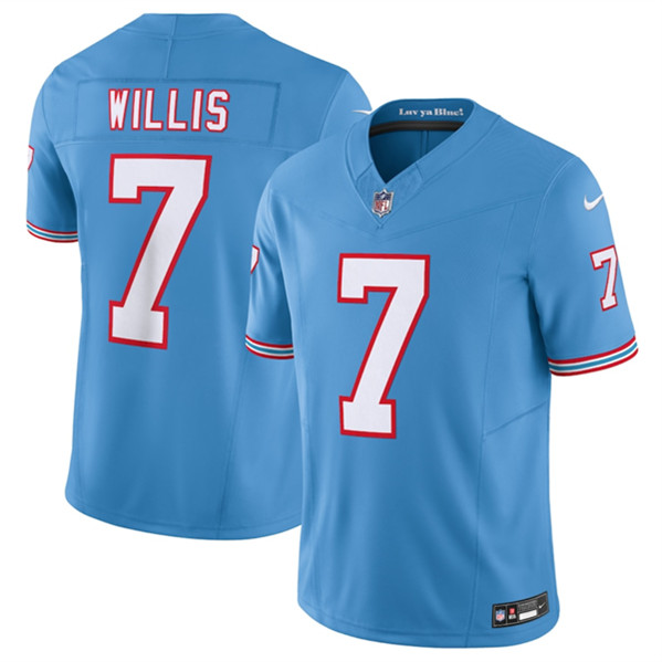 Men’s Tennessee Titans #7 Malik Willis Light Blue 2023 F.U.S.E. Vapor Limited Throwback Stitched Football Jersey