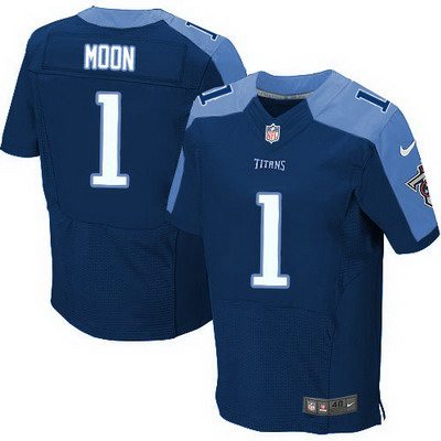 Men’s Tennessee Titans #1 Warren Moon Nike Navy Blue Elite Jersey