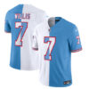 Men’s Tennessee Titans #7 Malik Willis White Blue 2023 F.U.S.E. Split Vapor Limited Throwback Football Stitched Jersey