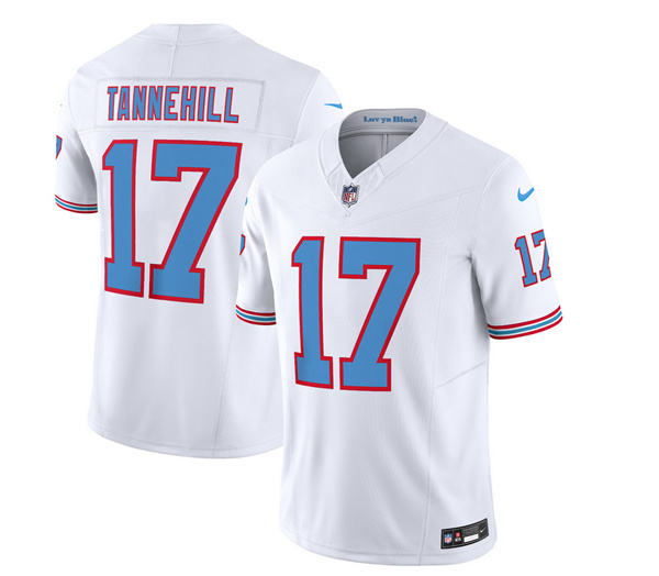 Men’s Tennessee Titans #17 Ryan Tannehill White 2023 F.U.S.E. Vapor Limited Throwback Football Stitched Jersey